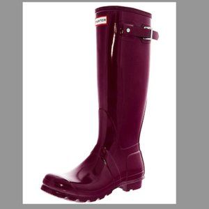 Hunter Women's Original Tall Gloss Cranberry Knee-High Rubber Rain Boot